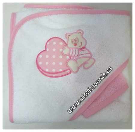 Capa de baño  rosa osito bebe manopla bordada con nombre 2 (2)